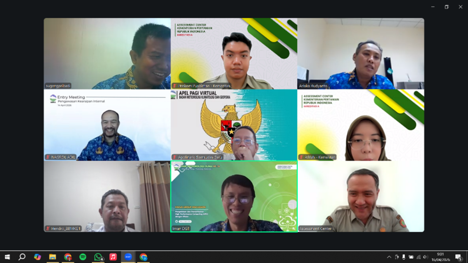 Pusat Penilaian dan Pengembangan Kompetensi ASN Pertanian Fasilitasi Seleksi Terbuka JPT Pratama BMKG secara Daring